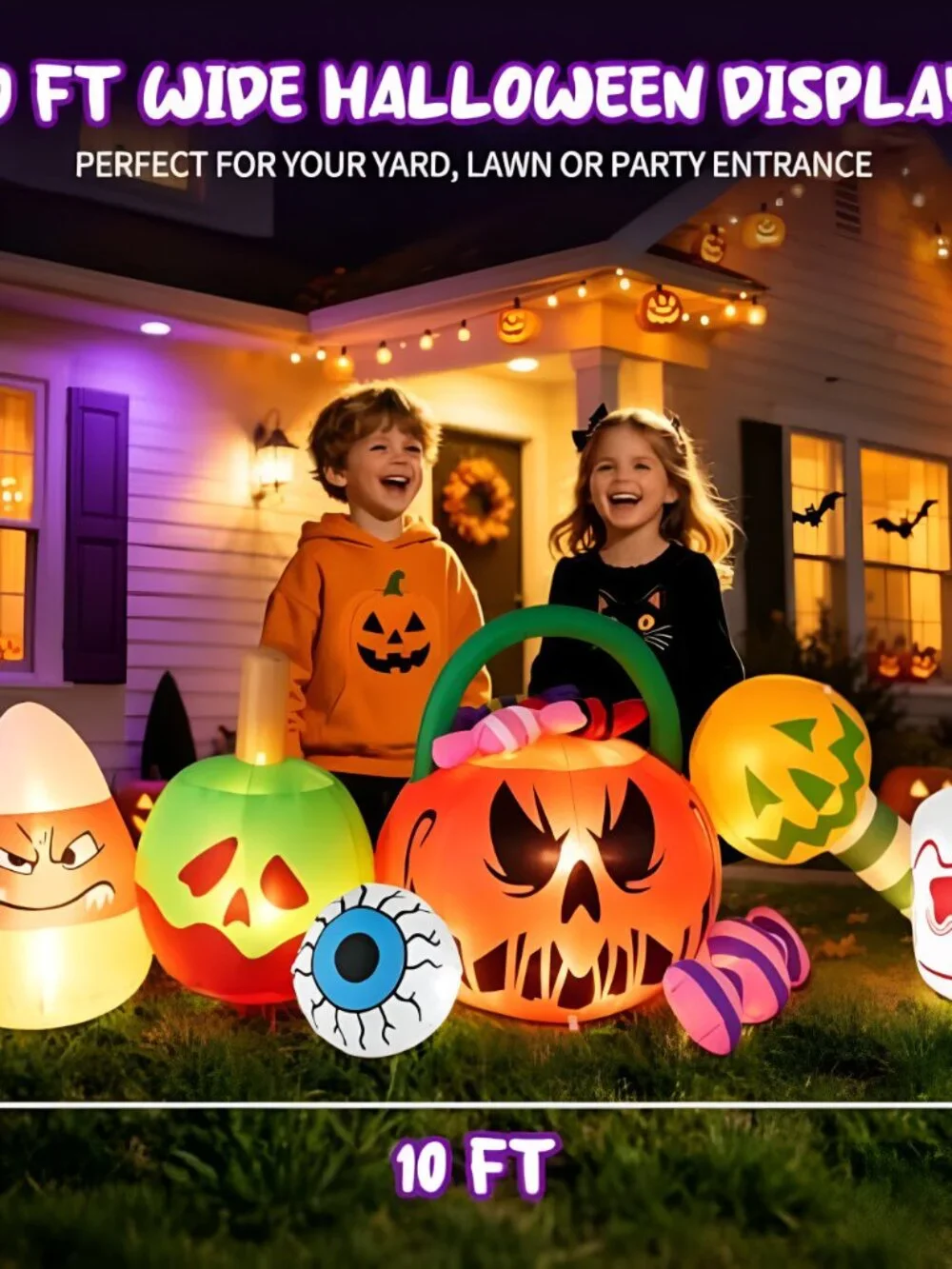 10FT Halloween Inflatables Pumpkin Ghost Combo Decorations